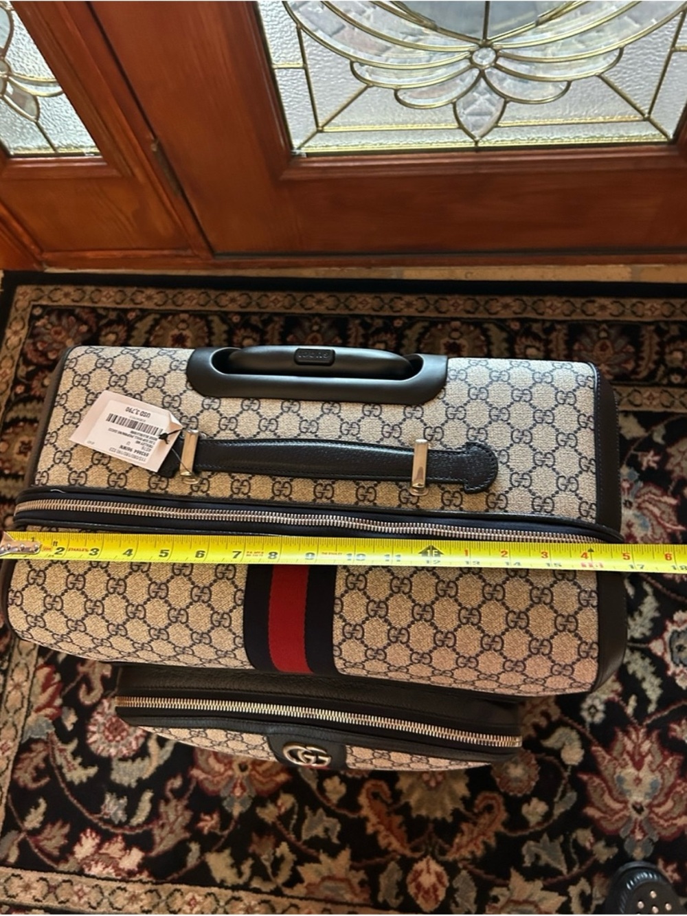 Gucci Savoy, GG Supreme suitcase, iconic blue/red web stripe made in Italy - Picture 6 of 12
